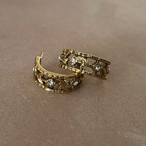 Gold-Tone Crystal Half Hoop Earrings
